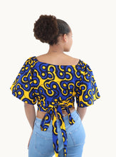 Cargar imagen en el visor de la galería, Wrap Top met Wijde Mouwen van Afrikaanse Wax-Stof

