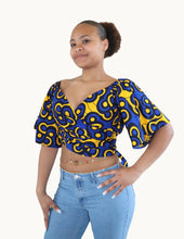 Cargar imagen en el visor de la galería, Wrap Top met Wijde Mouwen van Afrikaanse Wax-Stof
