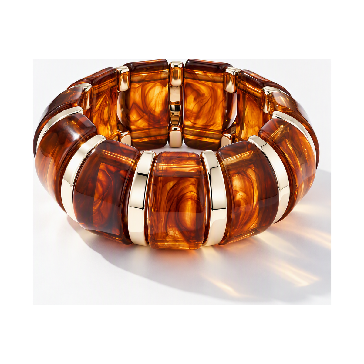 Acryl armband bruin met goud