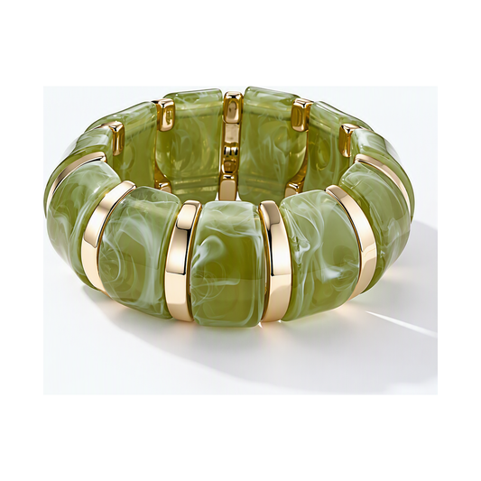 Acryl armband groen met goud