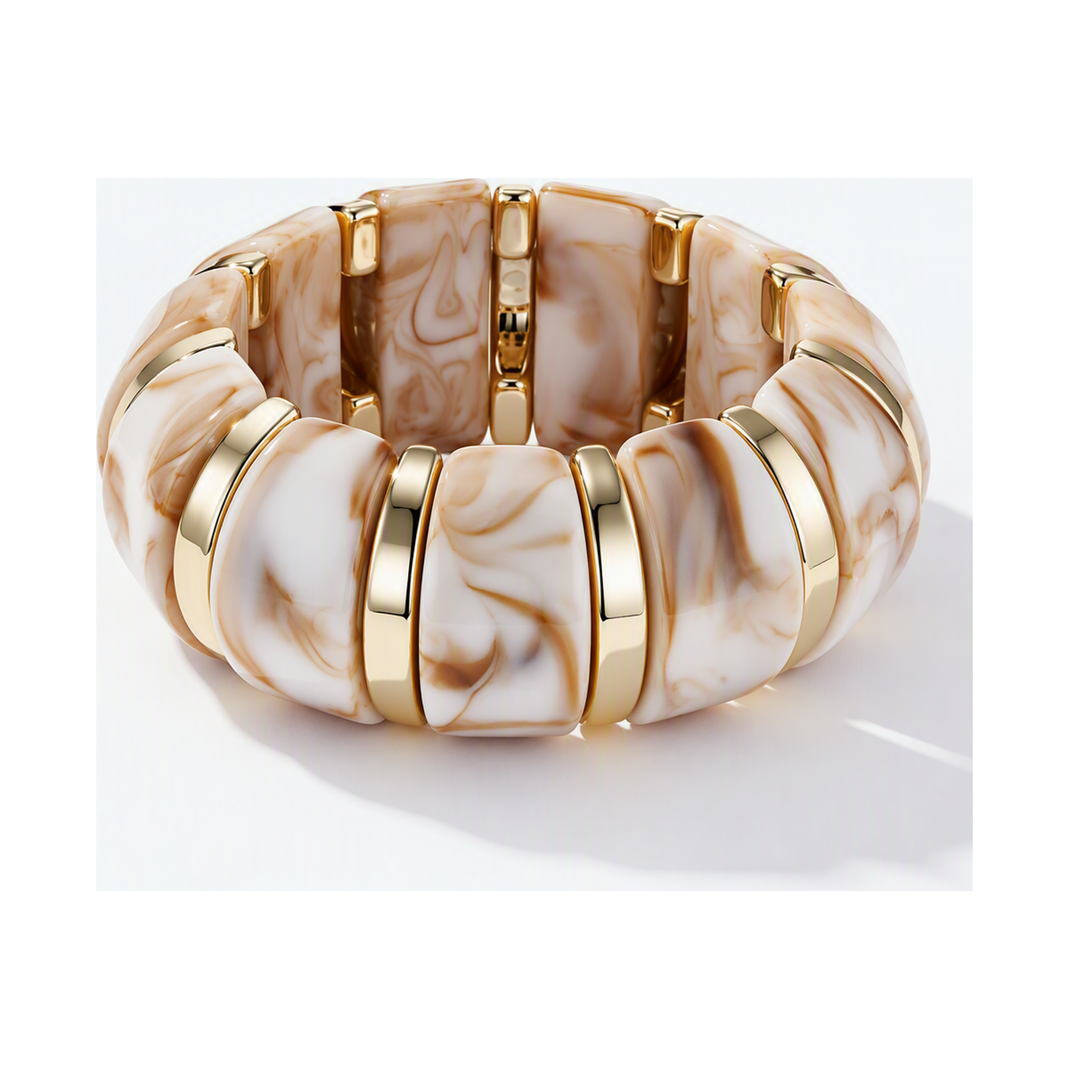 Acryl armband beige met goud