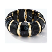 Acryl armband zwart met goud