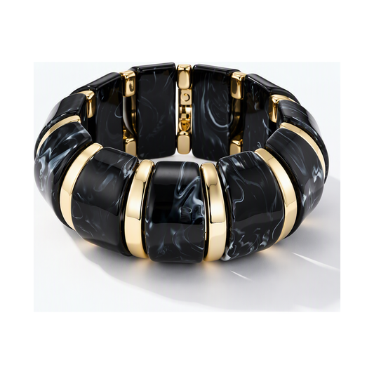 Acryl armband zwart met goud