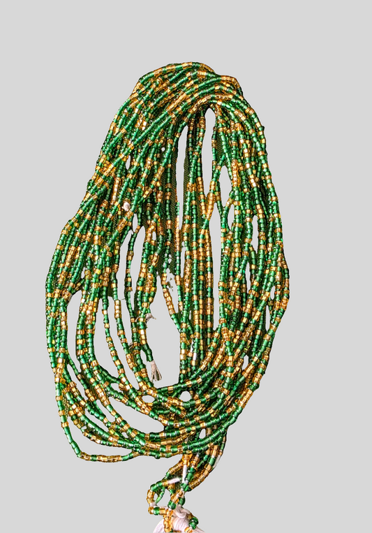 Waist Beads / Afrikaanse Heupketting Groen-Gold