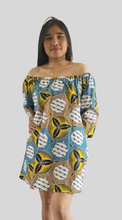 Charger l&#39;image dans la galerie, Off Shoulder Midi Jurk van Afrikaanse Print -
