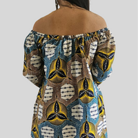 Off Shoulder Midi Jurk van Afrikaanse Print -