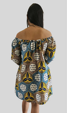 Charger l&#39;image dans la galerie, Off Shoulder Midi Jurk van Afrikaanse Print -
