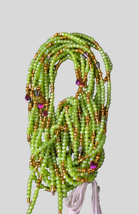 Waist Beads / Afrikaanse Heupketting Groen-Gold-Paars