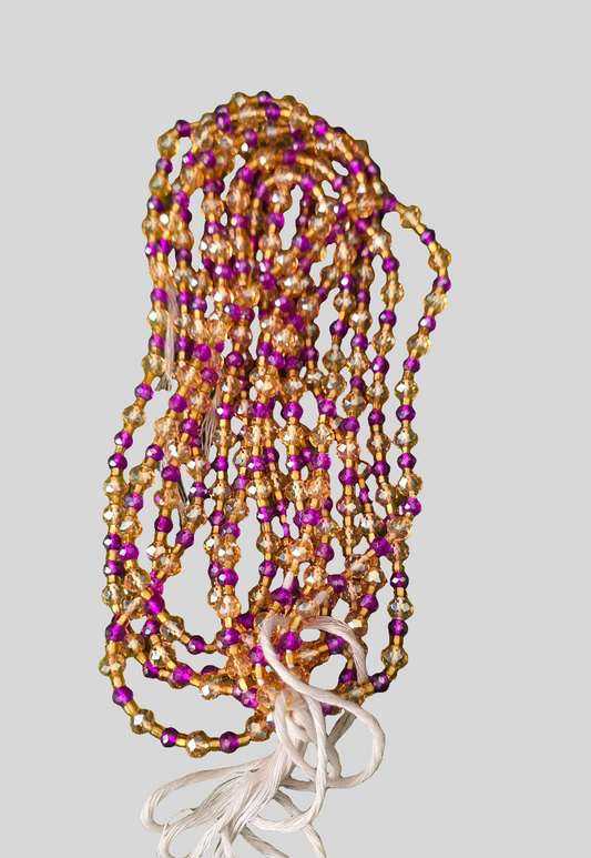 Waist Beads / Afrikaanse Heupketting Paars-Gold