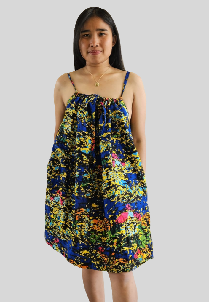 Midi Jurk van Afrikaanse Print -