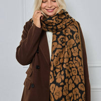 Wollen sjaal met luipaardmotief FL202DF: Kameel / 30% Wol - 70% Viscose