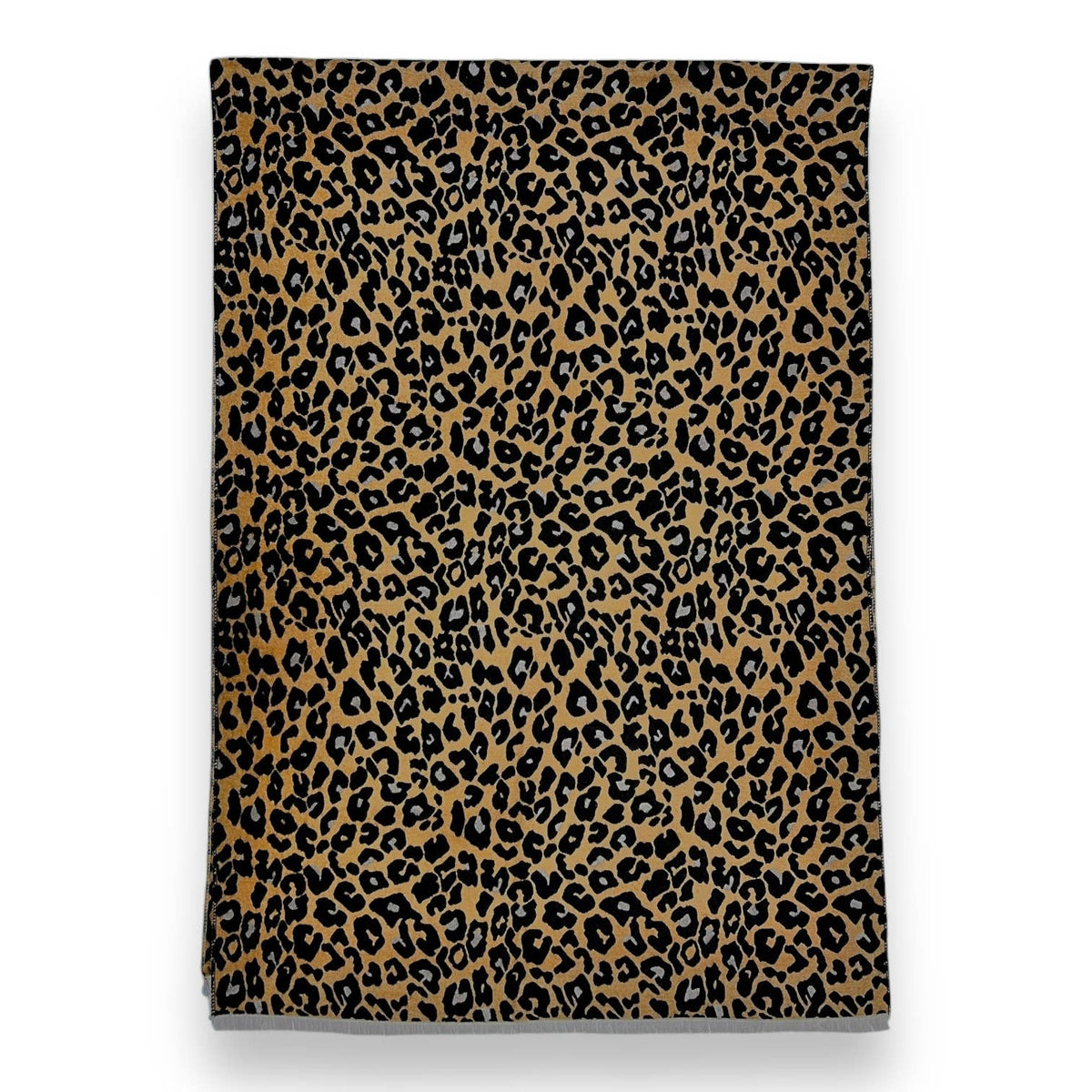 Wintersjaal met luipaardprint en franjes
