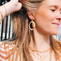 Statement oorbellen grote ovale ring - goud