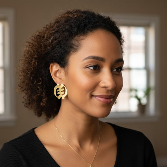 Gye Nyame oorbellen – roestvrij staal – spiegelglans