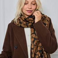 Wollen sjaal met luipaardmotief FL202DF: Kameel / 30% Wol - 70% Viscose