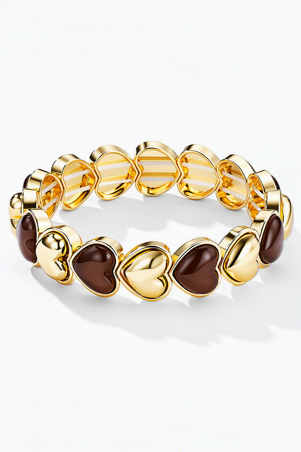 Hartjesarmband bruin en goud