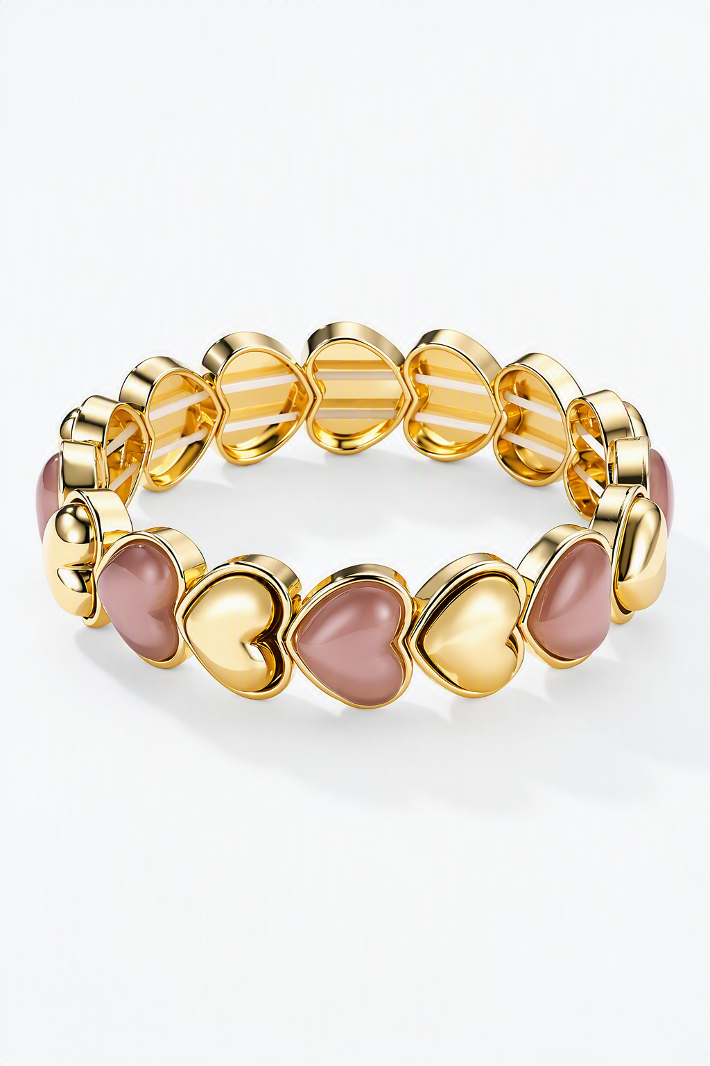 Hartjesarmband zachtroze en goud