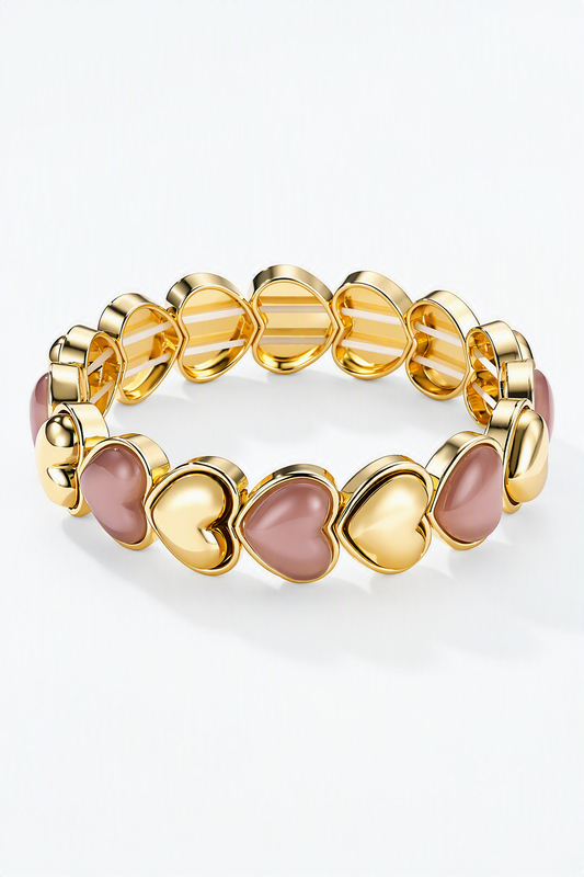 Hartjesarmband zachtroze en goud