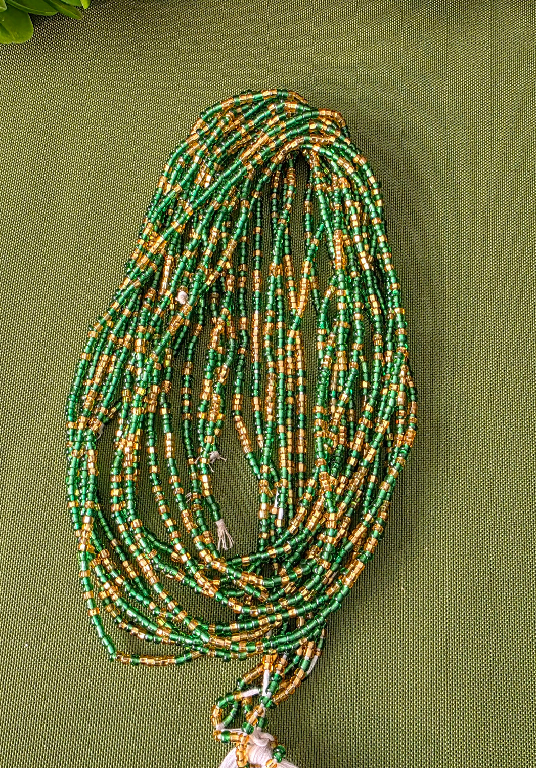 Waist Beads / Afrikaanse Heupketting Groen-Gold