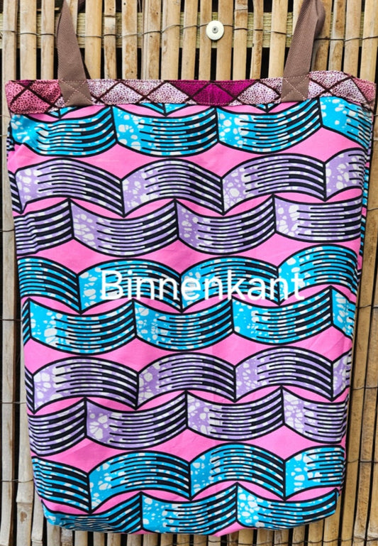 Tote Tas in Afrikaanse Print - Licht Roze /Fuschia