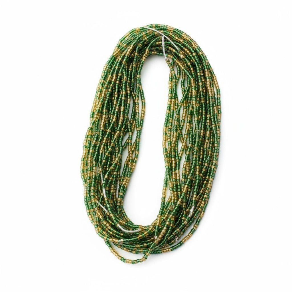 Waist Beads / Afrikaanse Heupketting 
Groen/goud niet(elastisch)