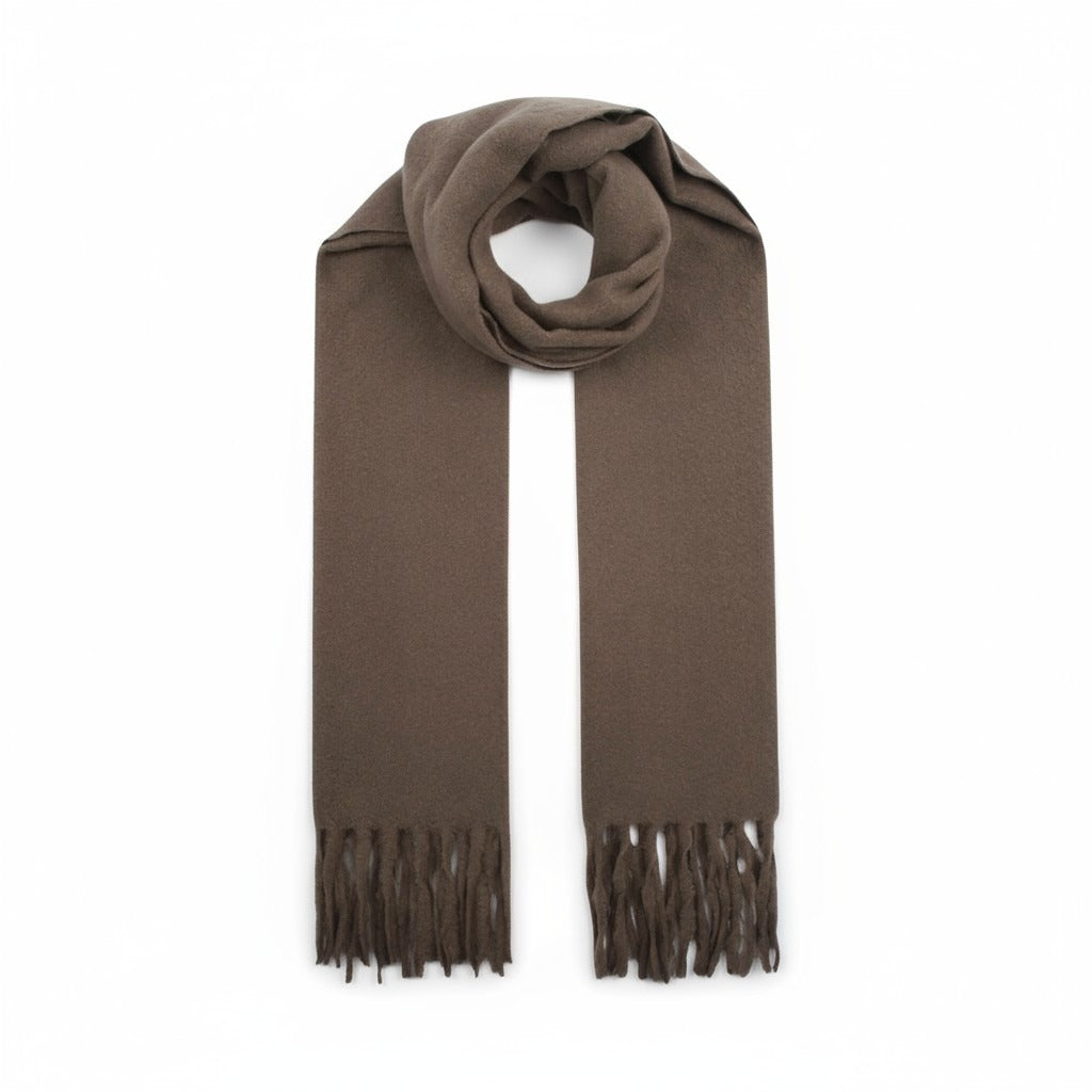 NANA sjaal effen met franjes – Zacht & elegant (Mokka)