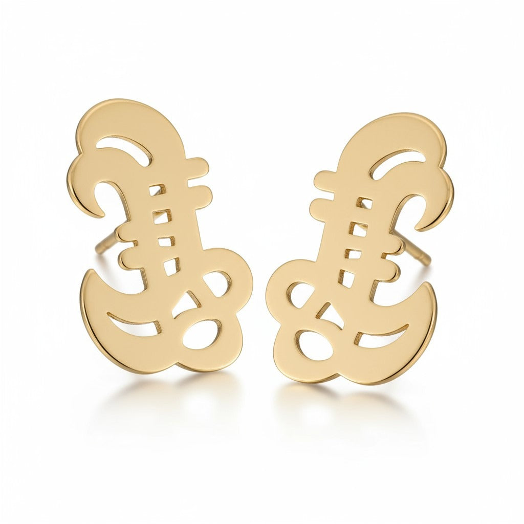 Adinkra zwaard oorbellen – goudkleurig