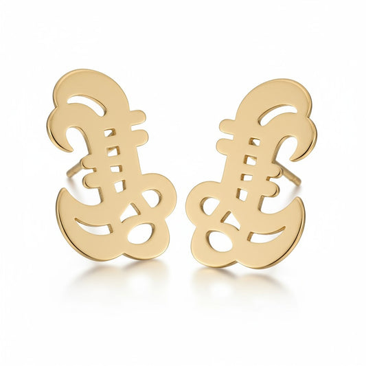 Adinkra zwaard oorbellen – goudkleurig