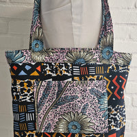 Tote Tas in Afrikaanse Print - Licht Paars/Blauw