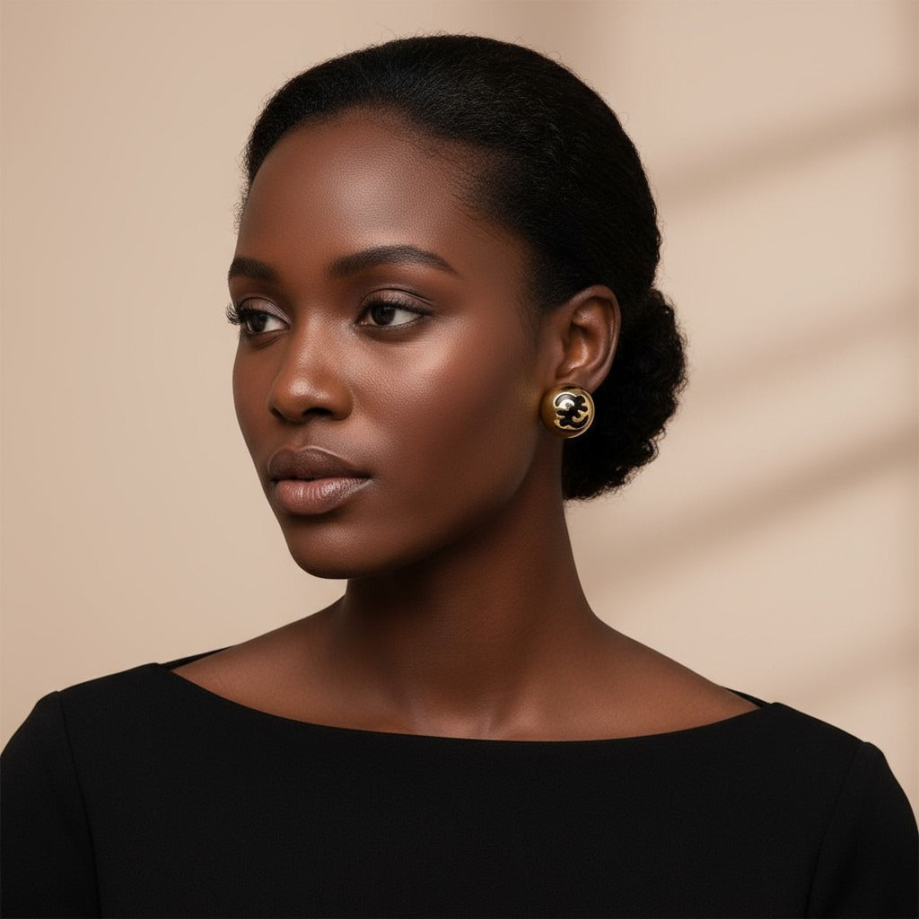 Gye Nyame oorbellen – goud met zwart