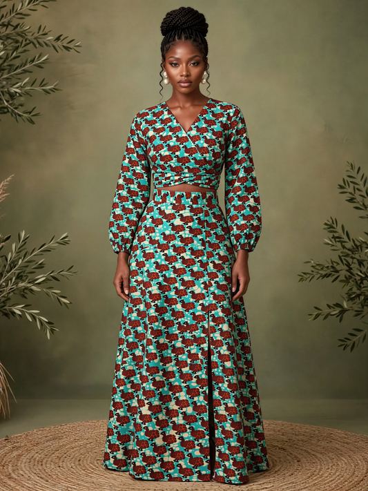 Top & Maxi Rok Co-Ord Set van Afrikaanse Print