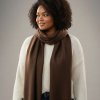 NANA sjaal effen met franjes – Zacht & elegant (Bruin)