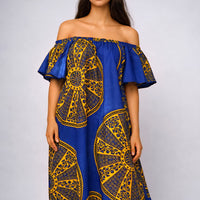 Rich Aunty Off-shoulder Maxi Jurk