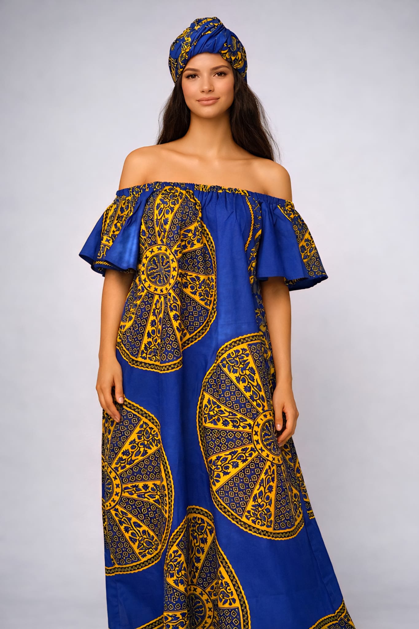 Rich Aunty Off-shoulder Maxi Jurk