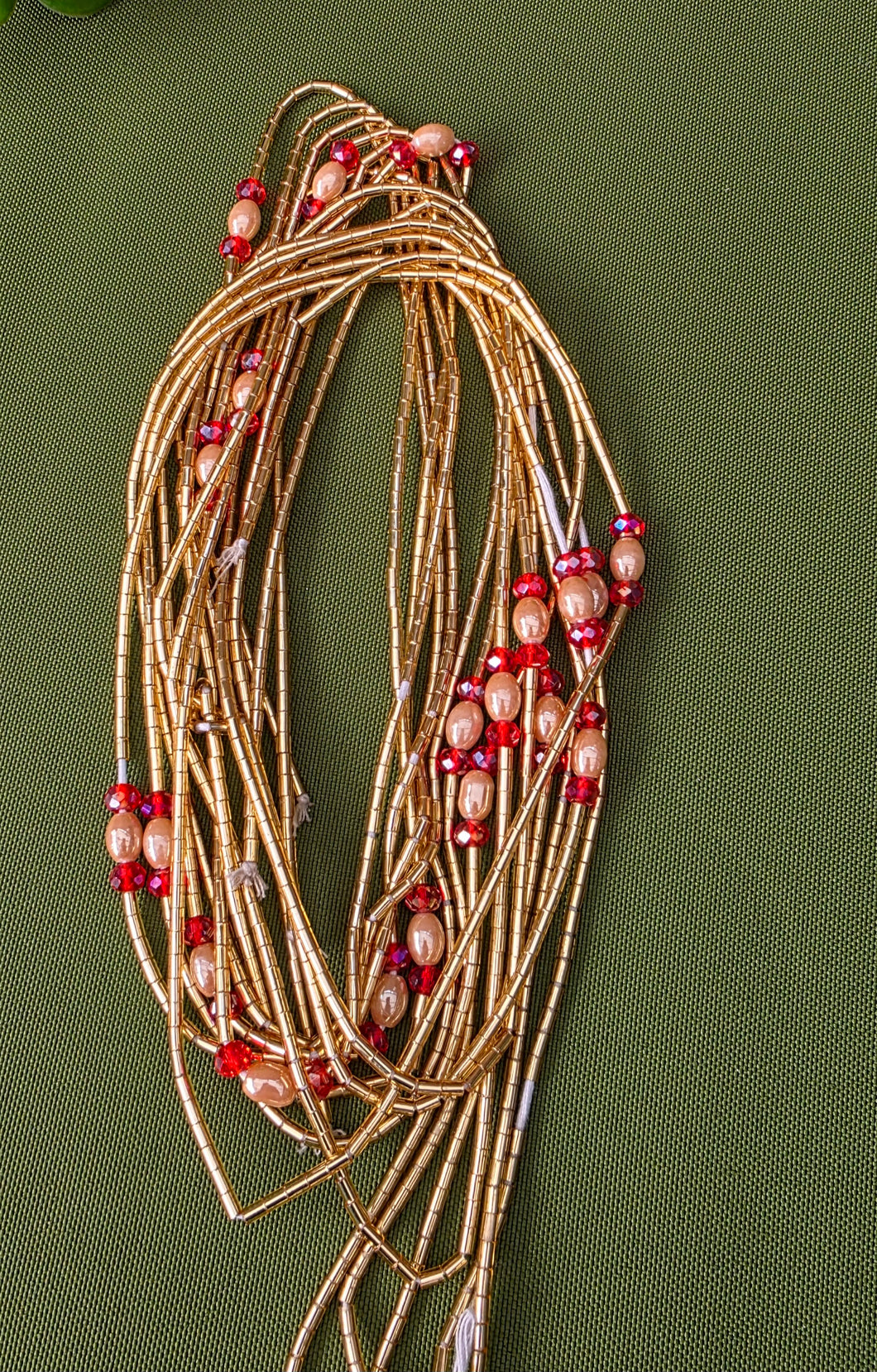 Waist Beads / Afrikaanse Heupketting Gold- Rood