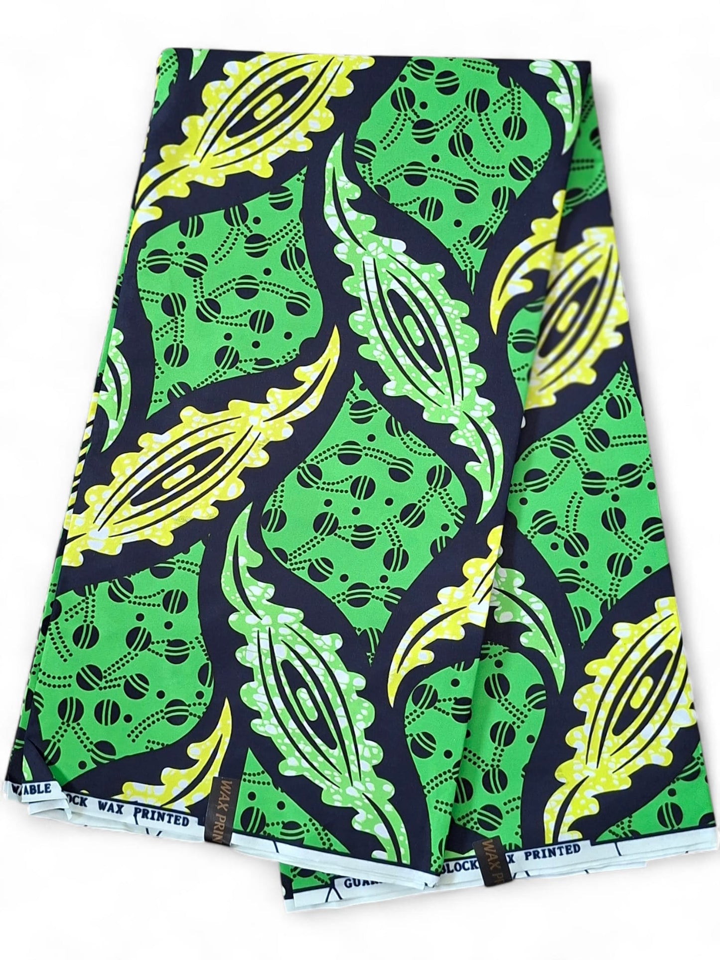 Afrikaanse stof -Groen -zwart Polycotton Verpakt per 6 yards
