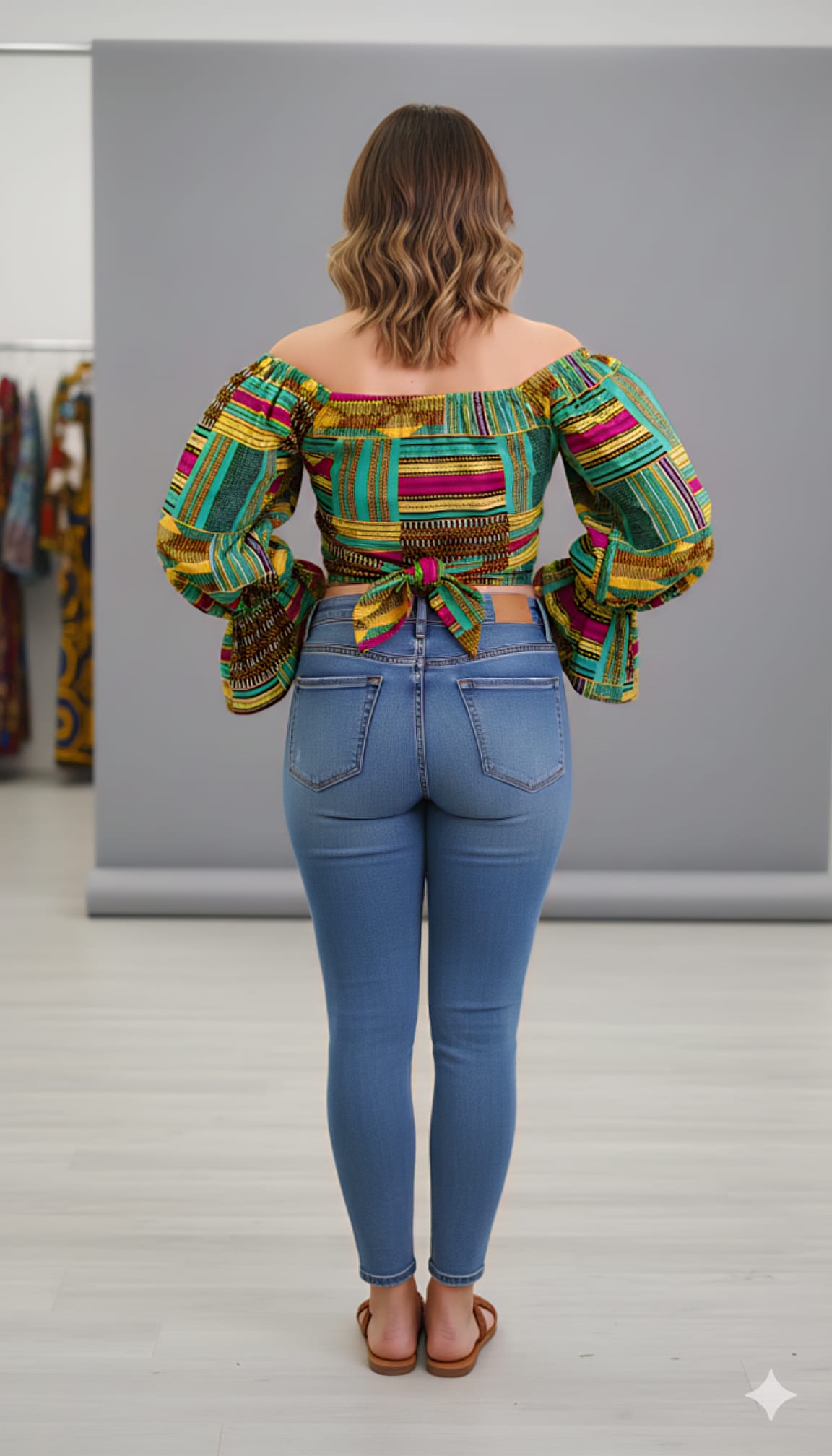 Off Shoulder Wrap Top van      Kente-Print