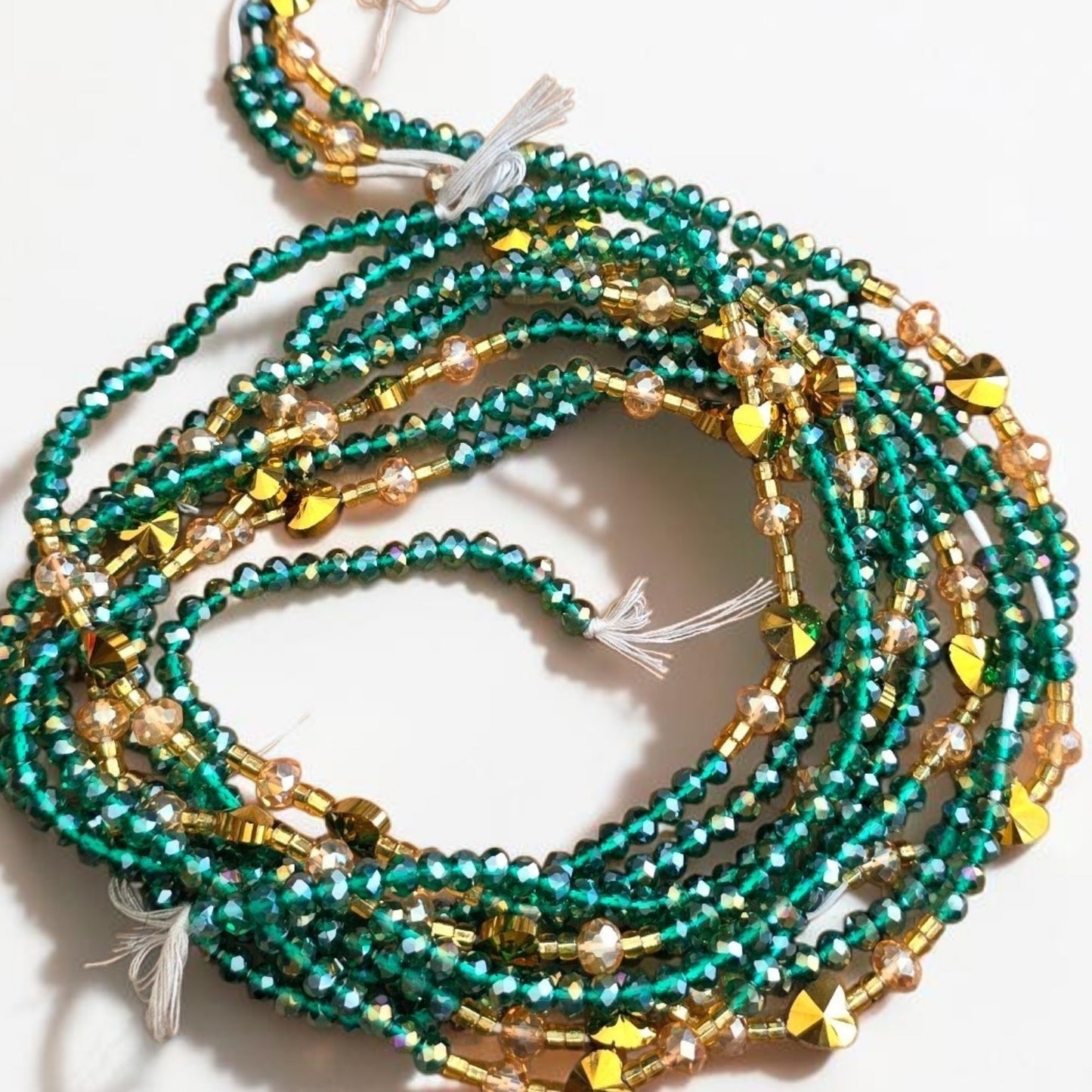 Waist Beads / Afrikaanse Heupketting Crystal
Groen/goud niet(elastisch)
