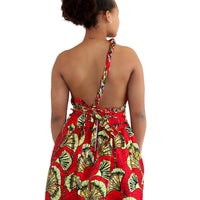 Infinit Multiway Midi Jurk van Afrikaanse Print -Rood