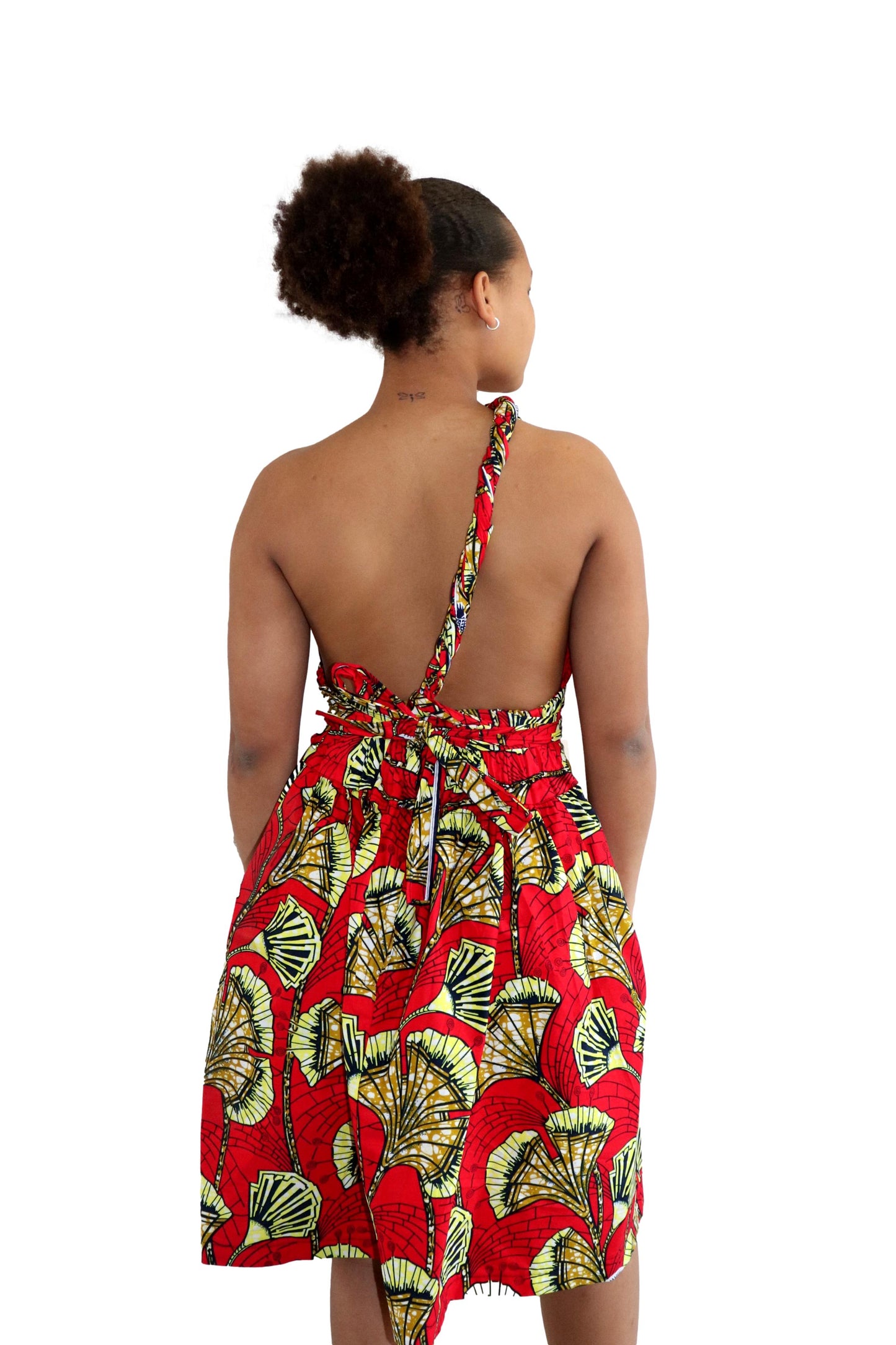 Infinit Multiway Midi Jurk van Afrikaanse Print -Rood
