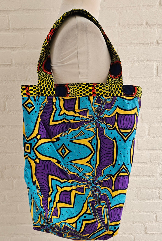Tote Tas in Afrikaanse Print - Rood/Geel