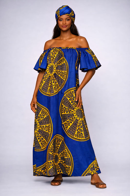 Rich Aunty Off-shoulder Maxi Jurk