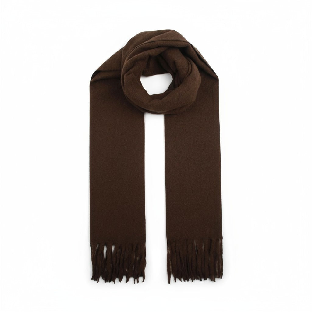 NANA sjaal effen met franjes – Zacht & elegant (Bruin)