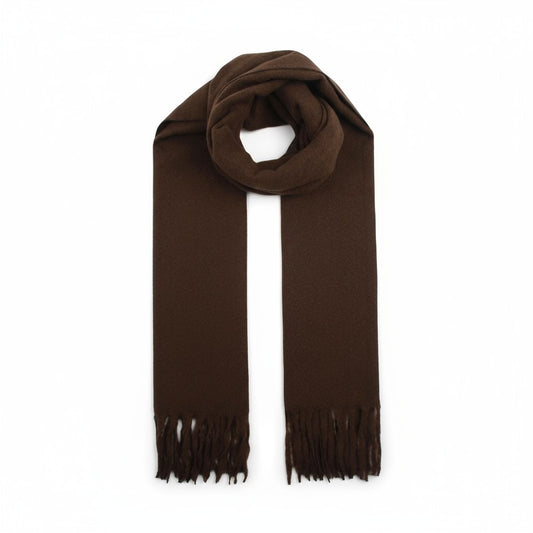 NANA sjaal effen met franjes – Zacht & elegant (Bruin)