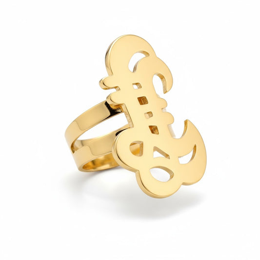 Adinkra stijl ring – goudkleurig – verstelbaar