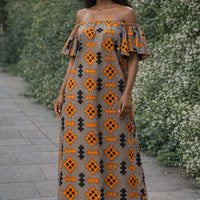 Rich Aunty Off-shoulder Maxi Jurk