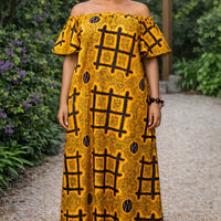 Rich Aunty Off-shoulder Maxi Jurk