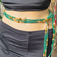 Waist Beads / Afrikaanse Heupketting Crystal
Groen/goud niet(elastisch)