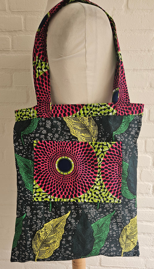 Tote Tas in Afrikaanse Print - Roze/Groen