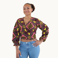 Wrap Top met  Afrikaanse Wax-Stof